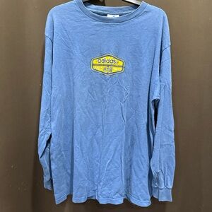 Adidas Sky Blue Long Sleeve with Yellow Logo, 90’s Vintage, Made in USA, Size L